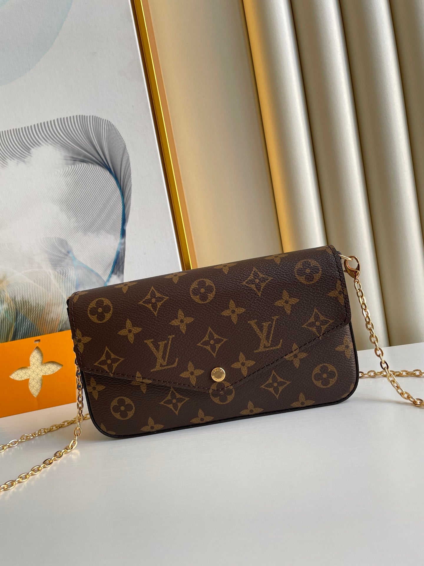 Elegant Monogram Canvas Chain Crossbody Bag for Women