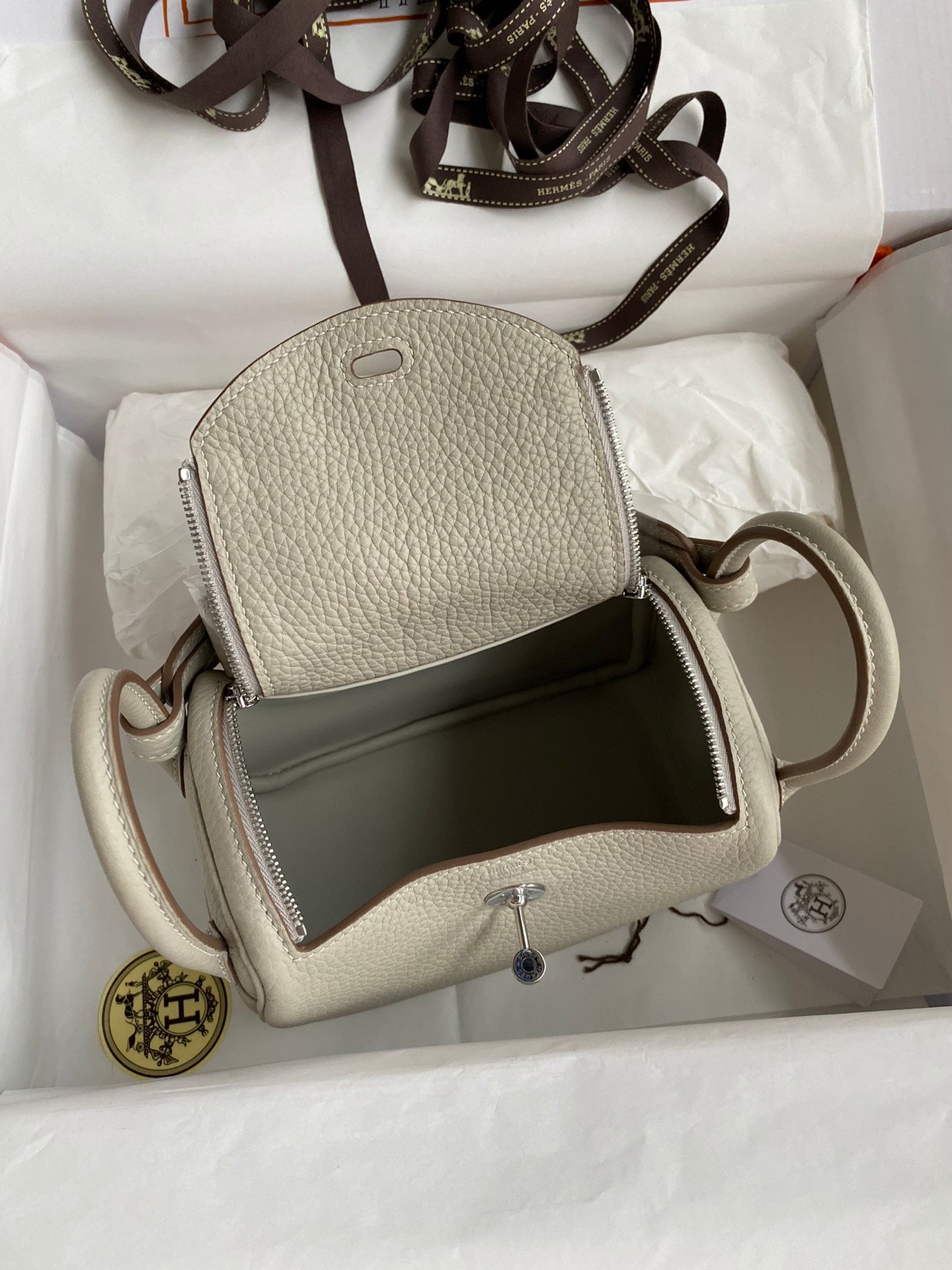 Luxury Mini Pebbled Leather Handbag - Elegant Off-White Crossbody Bag with Top Handles