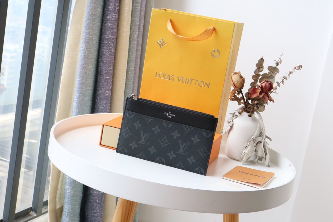 Louis Vuitton Monogram Eclipse Canvas Pouch - Black Designer Travel Accessory