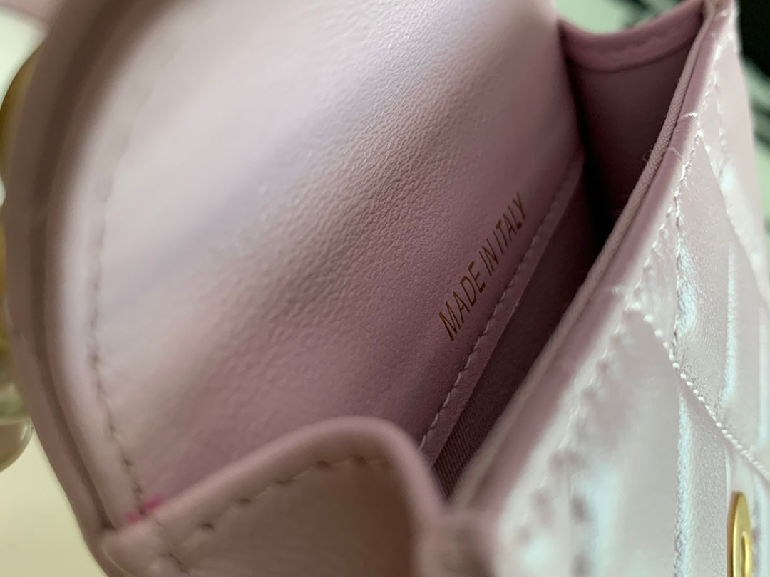 Chanel Quilted Lambskin Phone Holder with Pearl Strap - Light Pink