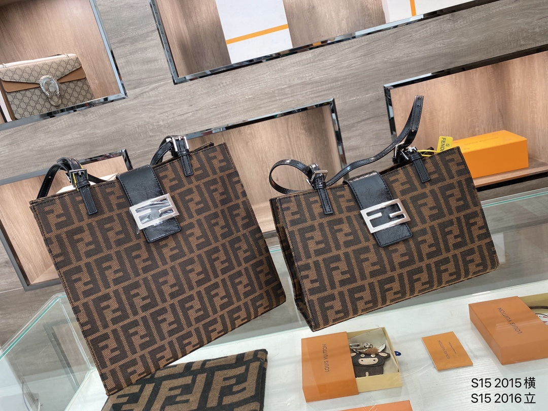 Fendi FF Zucca Canvas Tote Bag - Iconic Brown Monogram Luxury Handbag