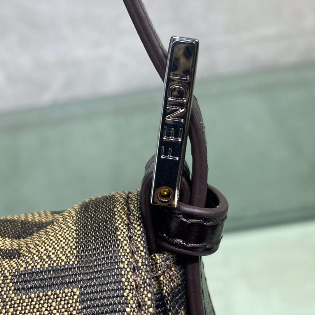 Fendi Baguette Bag in Brown FF Motif Canvas with Leather Trim