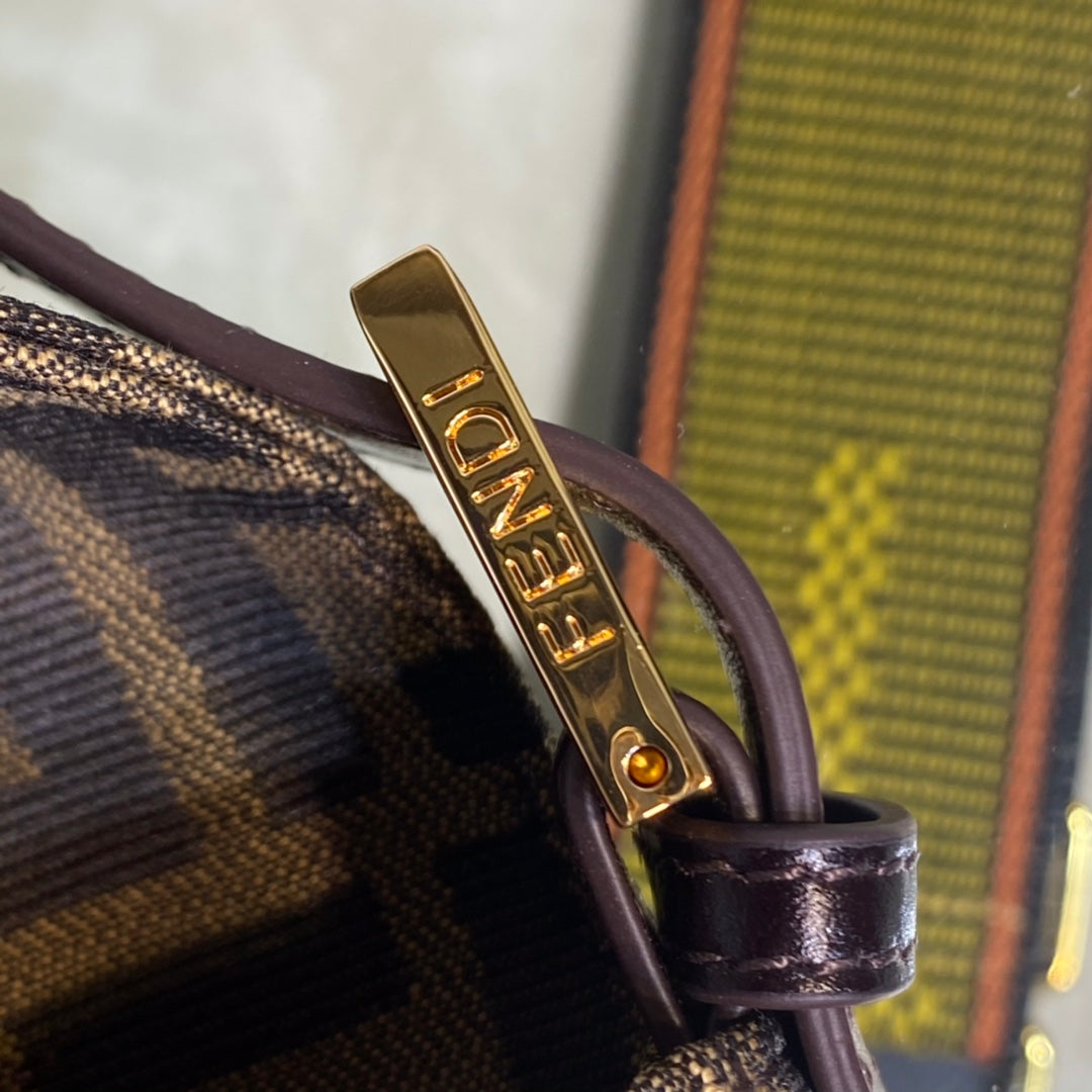 Fendi Baguette Bag with FF Monogram Canvas and Gold-Tone Hardware