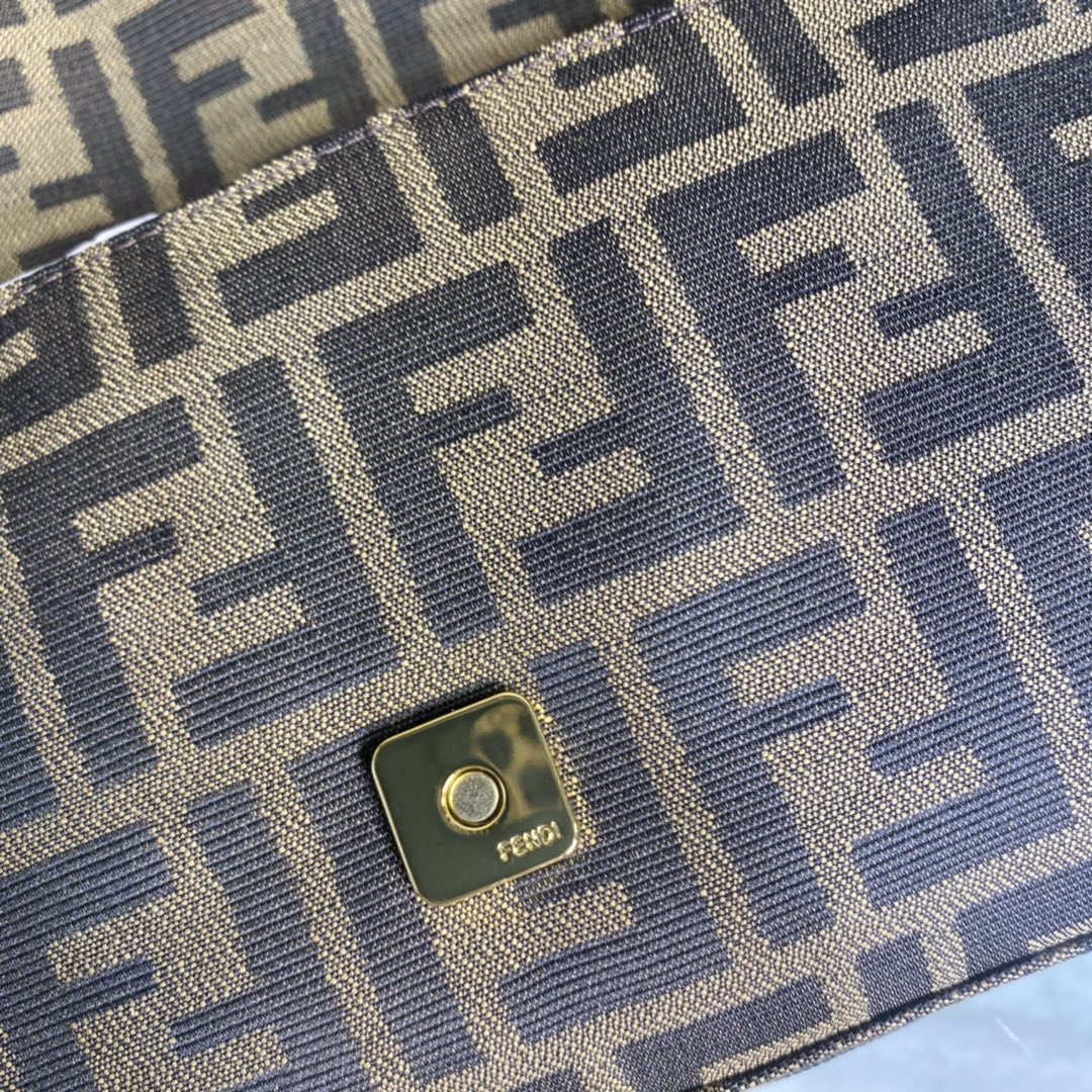 Fendi Baguette Bag with FF Monogram Canvas and Gold-Tone Hardware