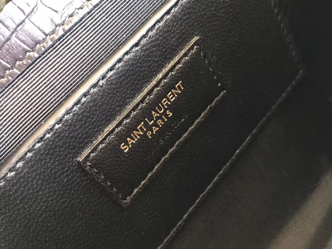 Saint Laurent Kate Tassel Shoulder Bag - Black Croc-Embossed Leather