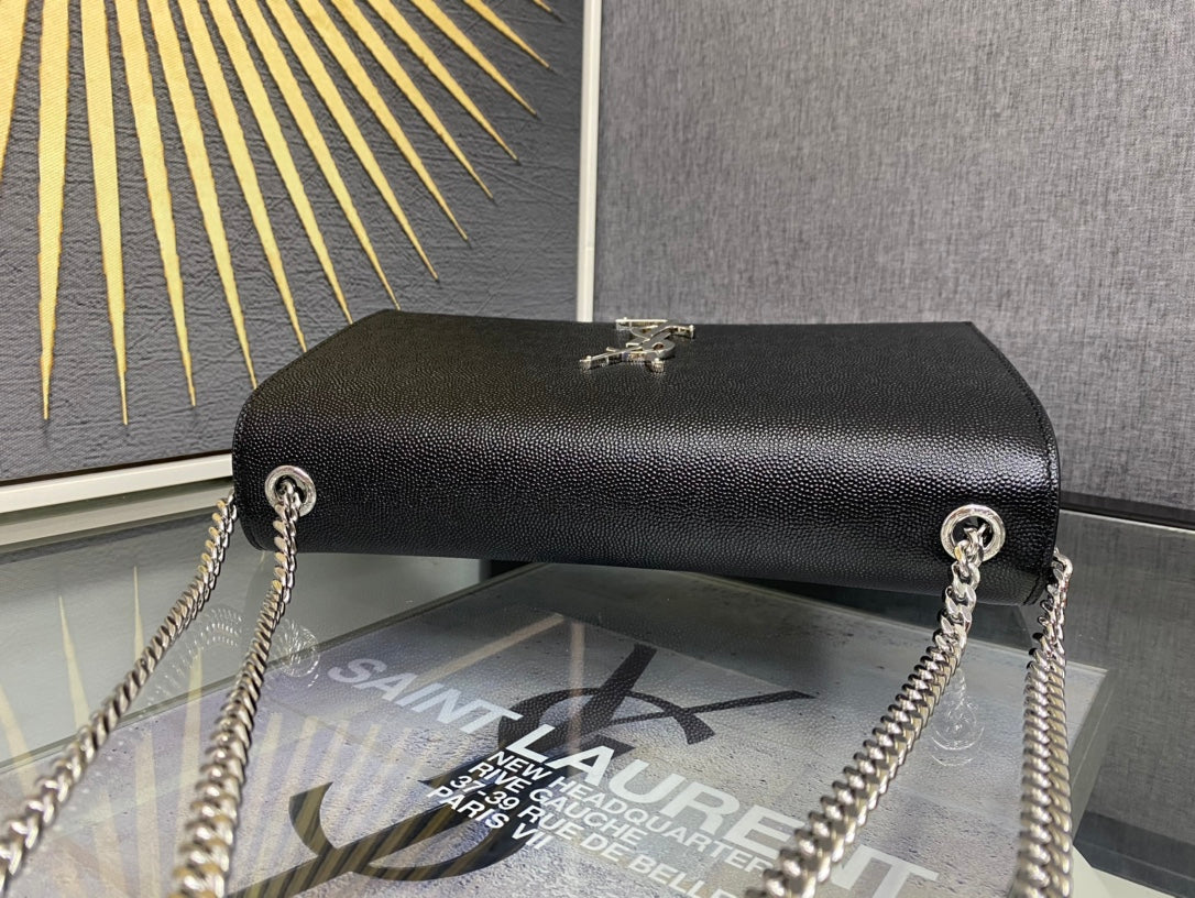Saint Laurent Monogram Wallet on Chain - Black Leather Crossbody Bag