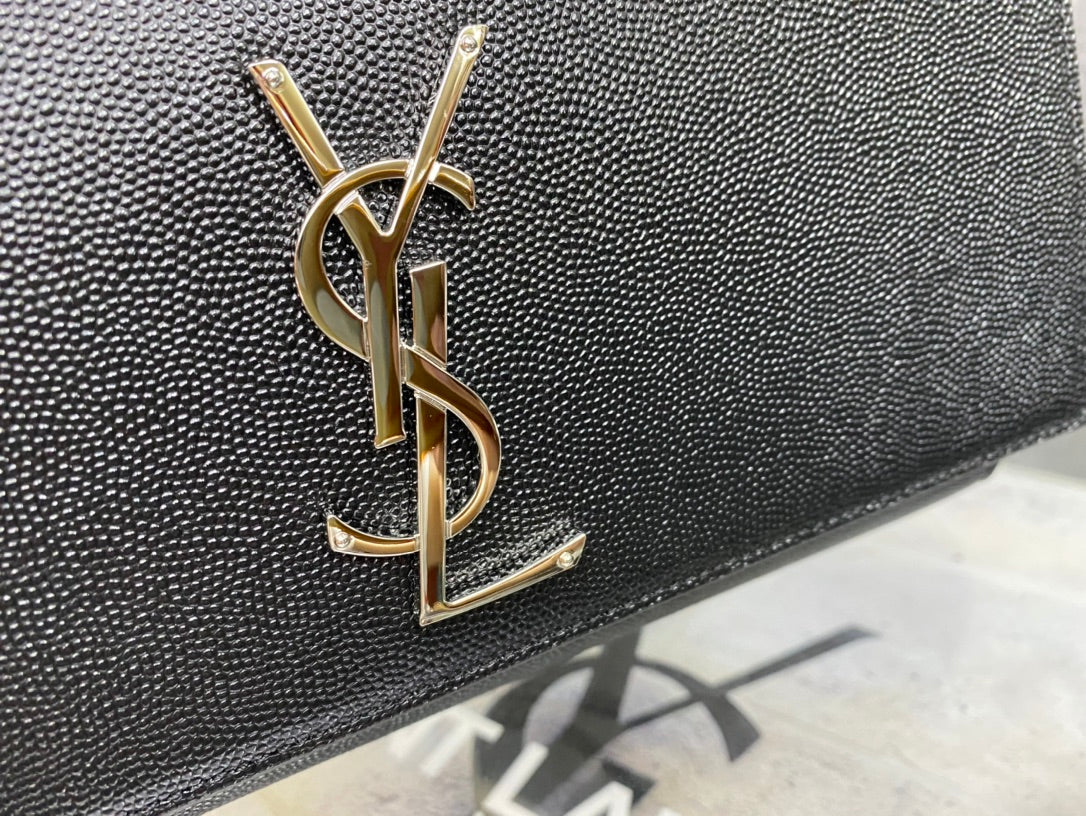 Saint Laurent Monogram Wallet on Chain - Black Leather Crossbody Bag