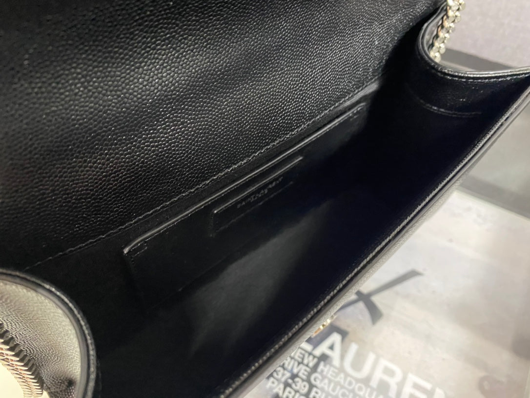 Saint Laurent Kate Medium Monogram Shoulder Bag with Tassel - Black Grain de Poudre Leather
