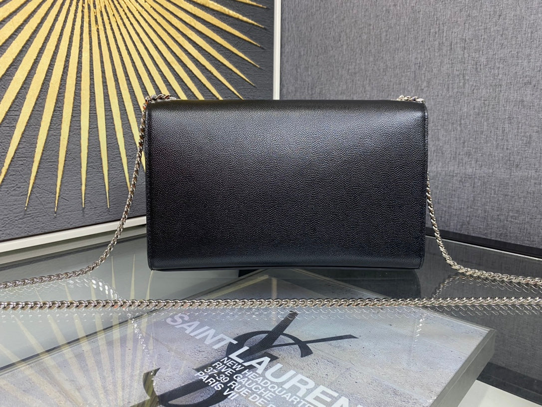 Saint Laurent Kate Medium Monogram Shoulder Bag with Tassel - Black Grain de Poudre Leather