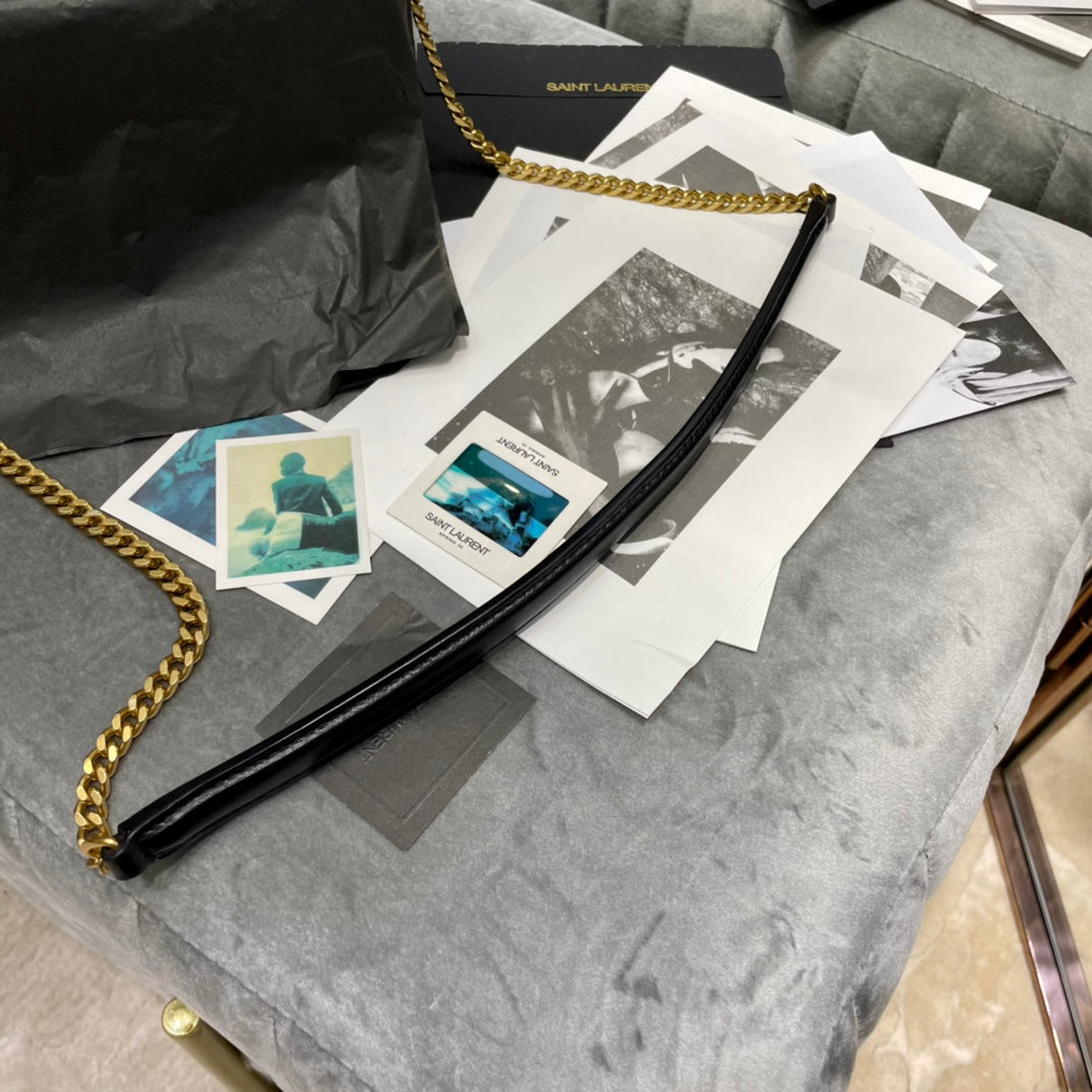 Saint Laurent (YSL) Small Loulou Denim Shoulder Bag with Gold-Tone Hardware