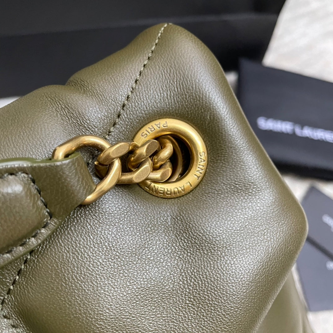 Saint Laurent Loulou Puffer Small Bag in Olive Green Quilted Lambskin