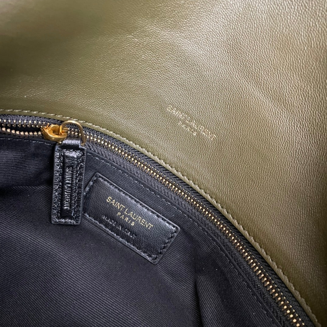 Saint Laurent Loulou Puffer Small Bag in Olive Green Quilted Lambskin