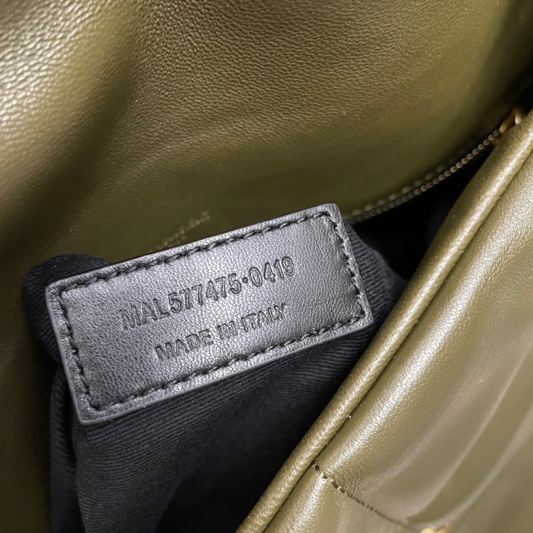 Saint Laurent Loulou Puffer Small Bag in Olive Green Quilted Lambskin