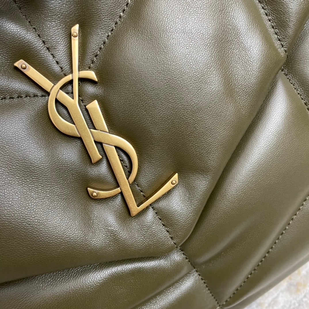 Saint Laurent Loulou Puffer Small Bag in Olive Green Quilted Lambskin