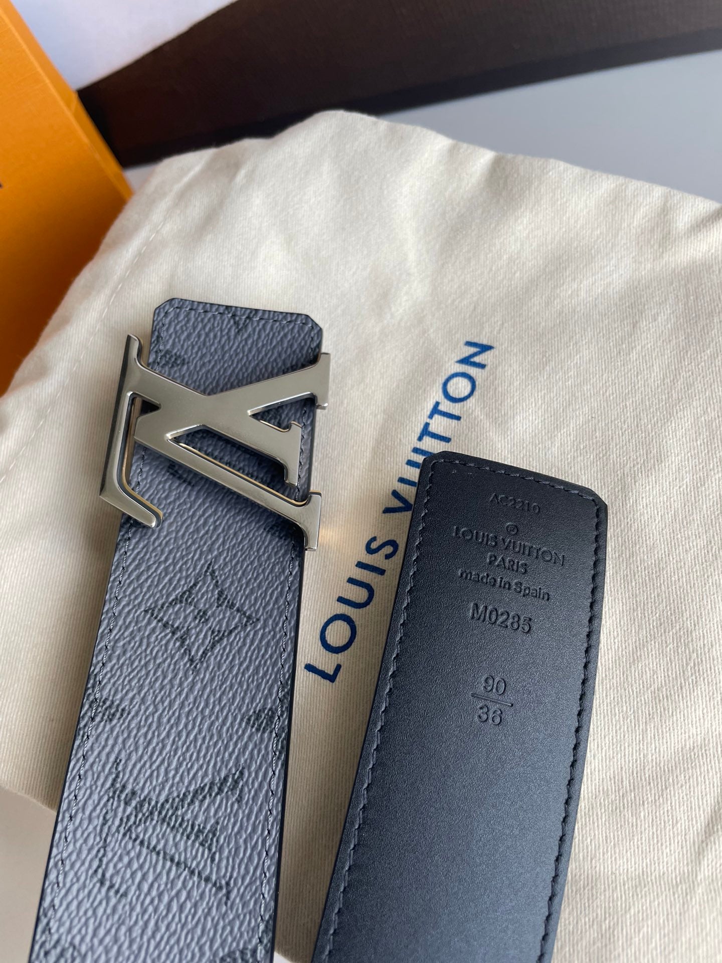 Louis Vuitton LV Initiales 40mm Belt in Monogram Eclipse Canvas with Silver-Tone Buckle