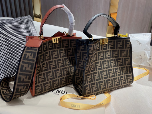 Fendi FF Monogram Canvas Peekaboo ISeeU Medium Bag - Luxury Top Handle Tote