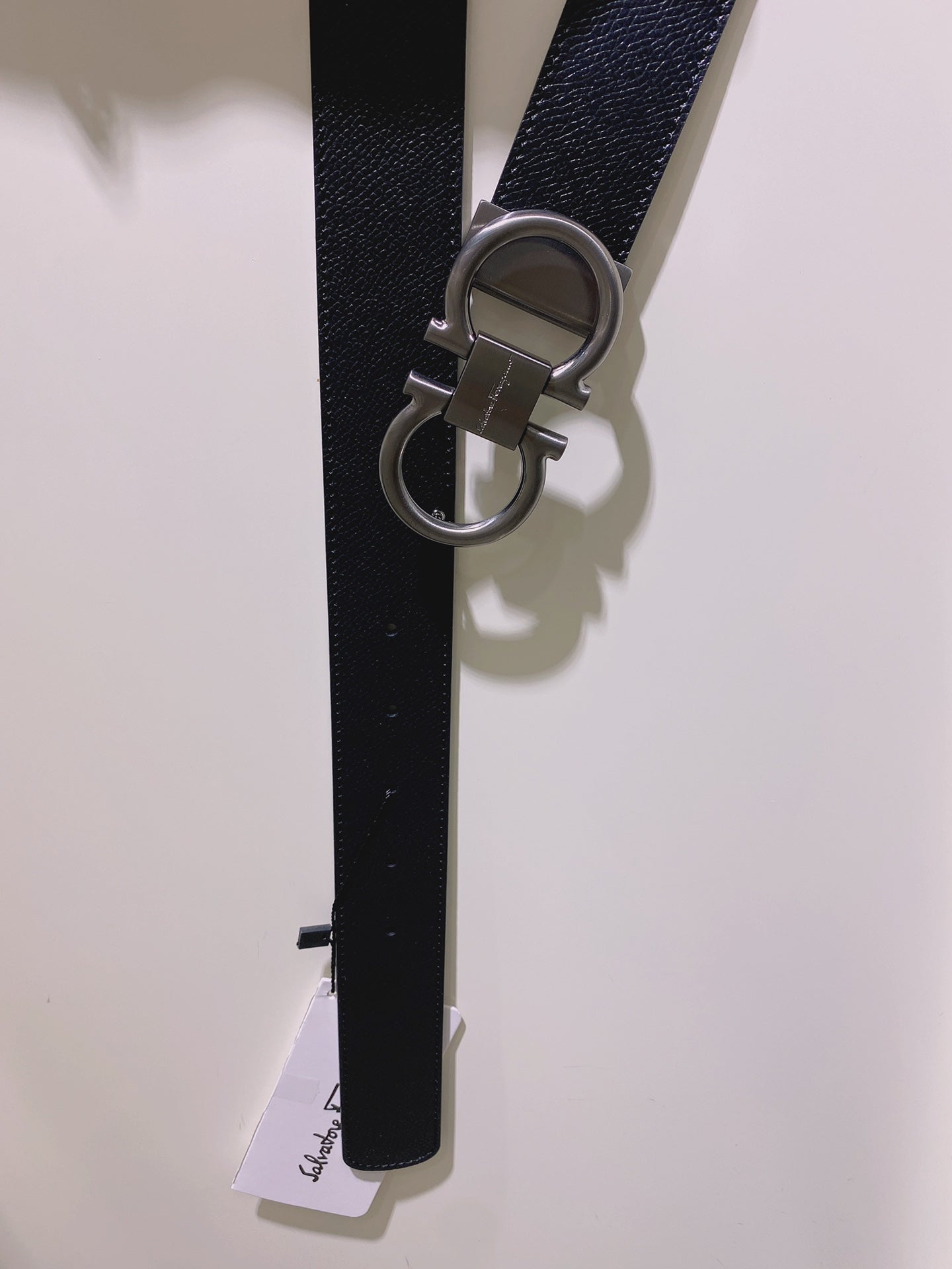 Salvatore Ferragamo Men's Gancini Buckle Reversible Leather Belt - Black/Silver