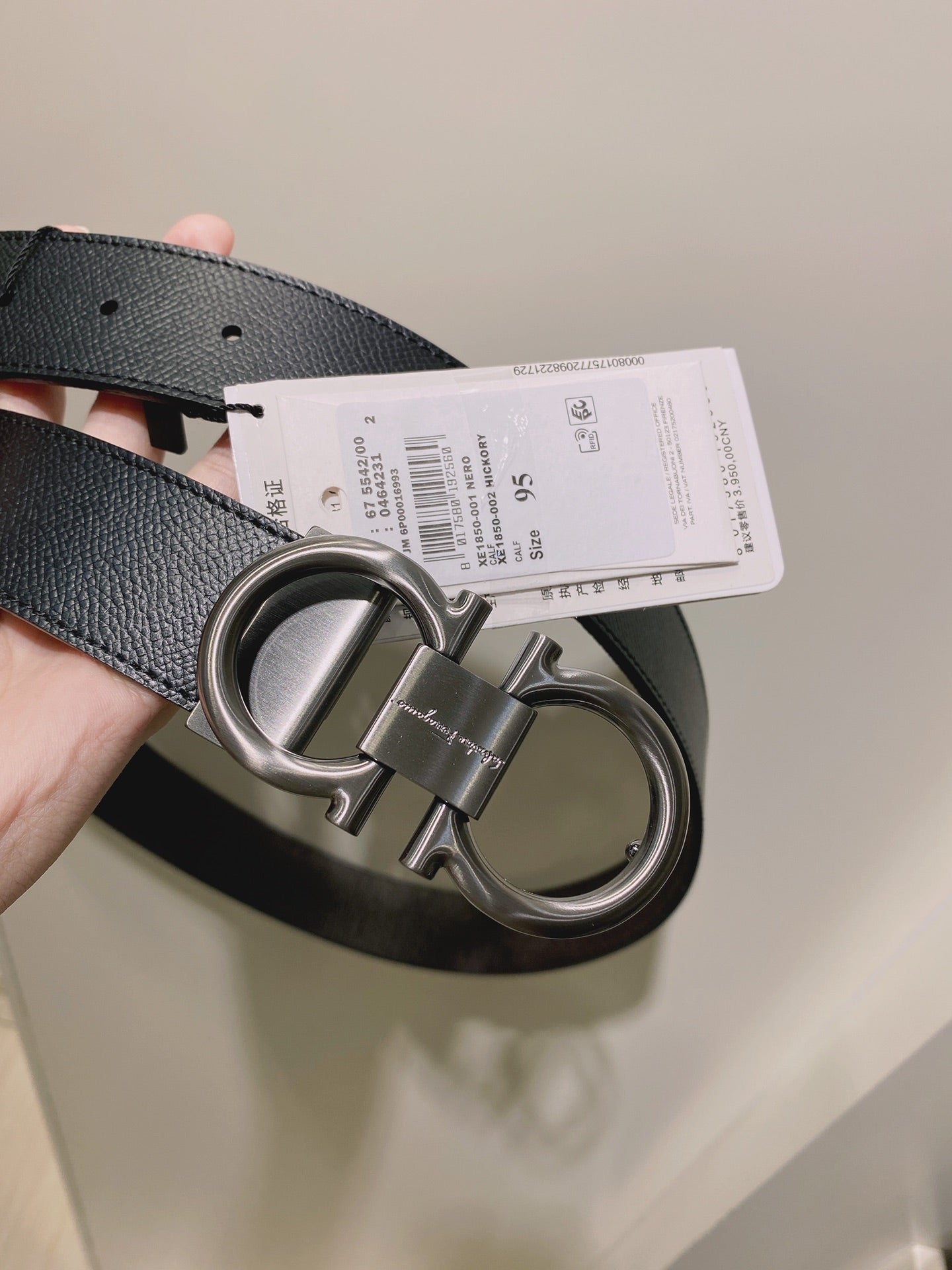 Salvatore Ferragamo Men's Gancini Buckle Reversible Leather Belt - Black/Silver