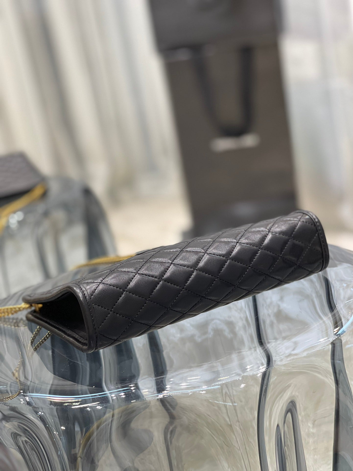 Saint Laurent Gaby Quilted Leather Pouch Bag - Black/Gold