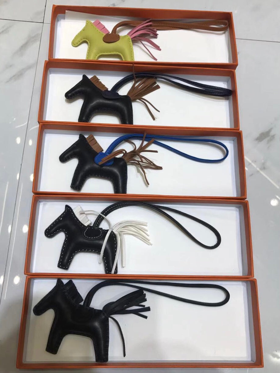 Hermes Rodeo Horse Bag Charm Milo Lambskin Leather Accessory - Various Colors
