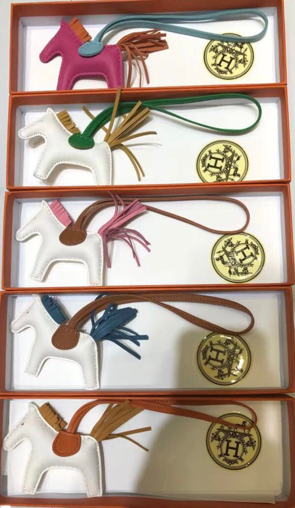 Hermes Rodeo Horse Bag Charm Milo Lambskin Leather Accessory - Various Colors