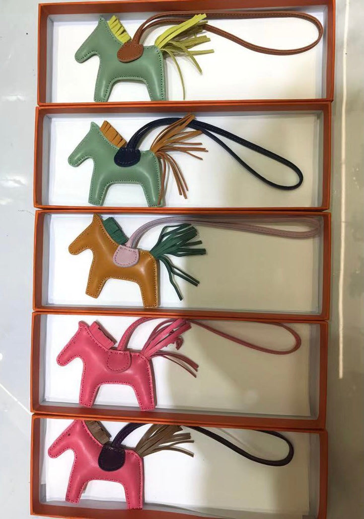 Hermes Rodeo Horse Bag Charm Milo Lambskin Leather Accessory - Various Colors