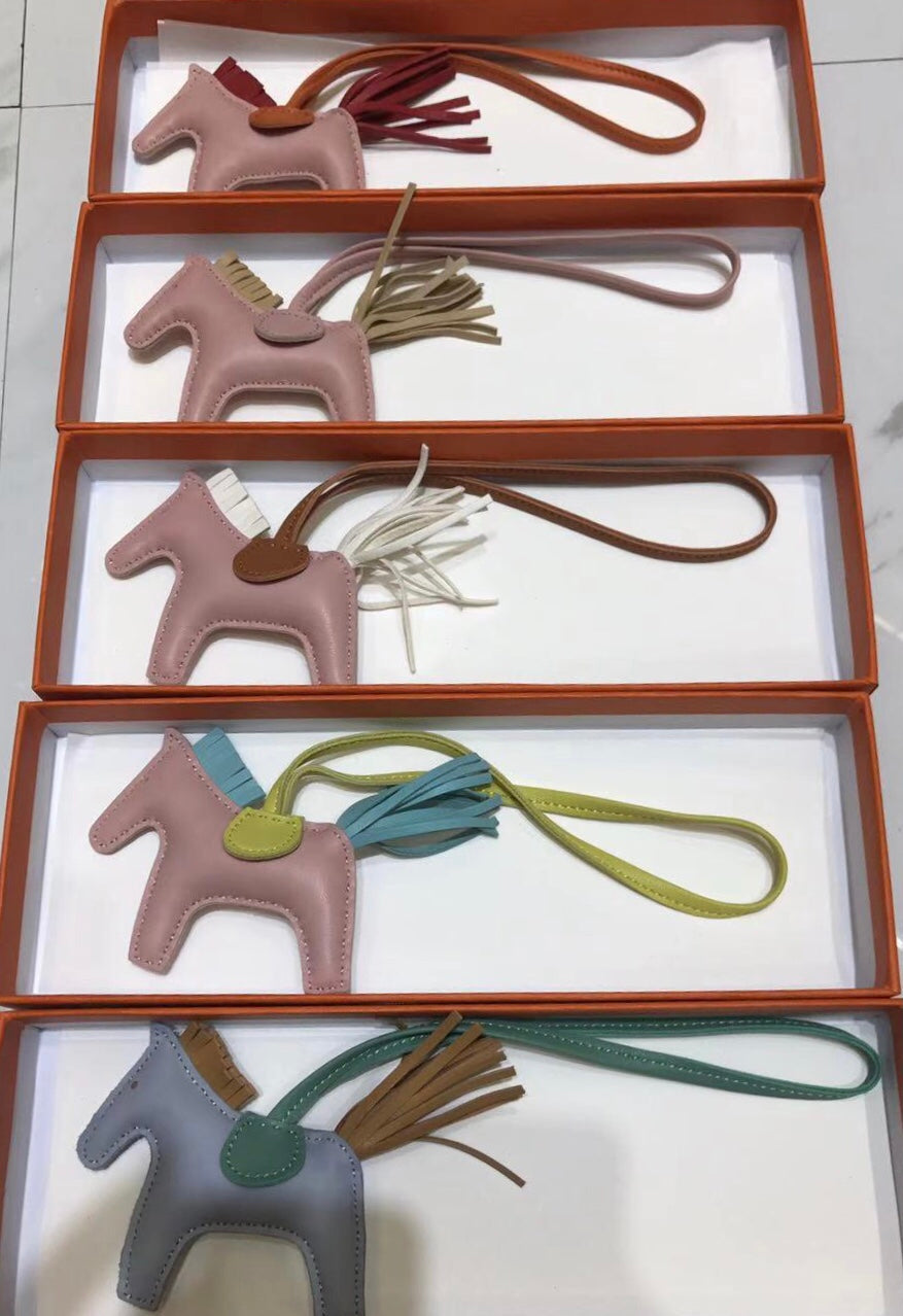 Hermes Rodeo Horse Bag Charm Milo Lambskin Leather Accessory - Various Colors