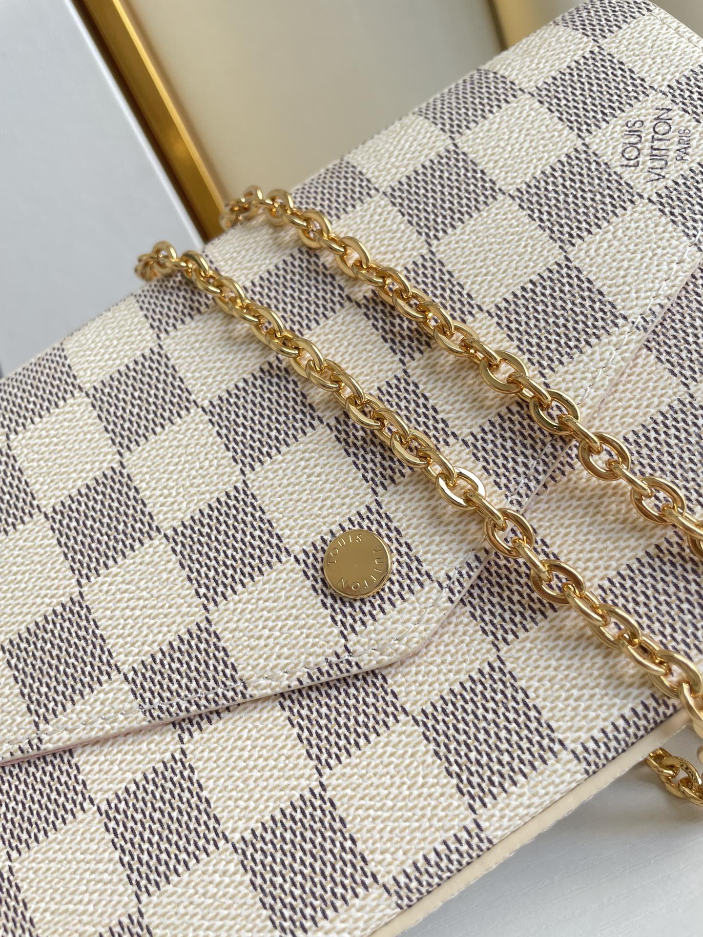 Louis Vuitton Félicie Pochette Damier Azur Canvas Crossbody Bag