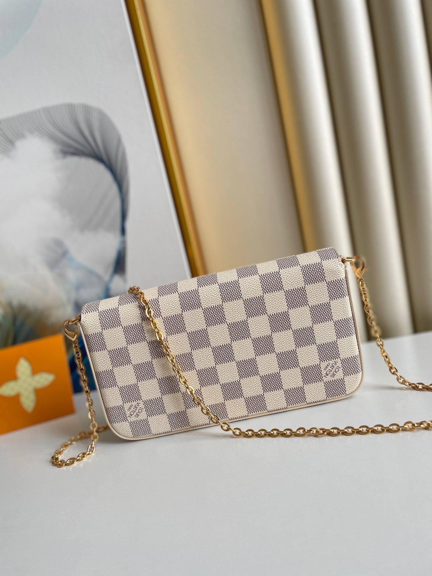 Louis Vuitton Félicie Pochette Damier Azur Canvas Crossbody Bag
