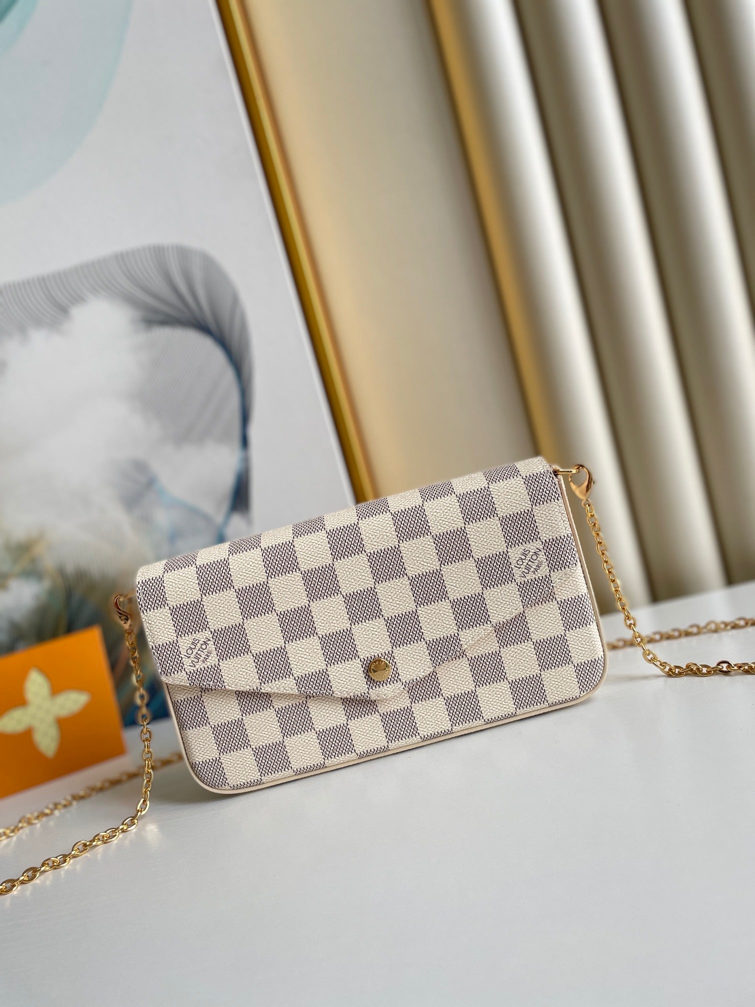 Louis Vuitton Félicie Pochette Damier Azur Canvas Crossbody Bag