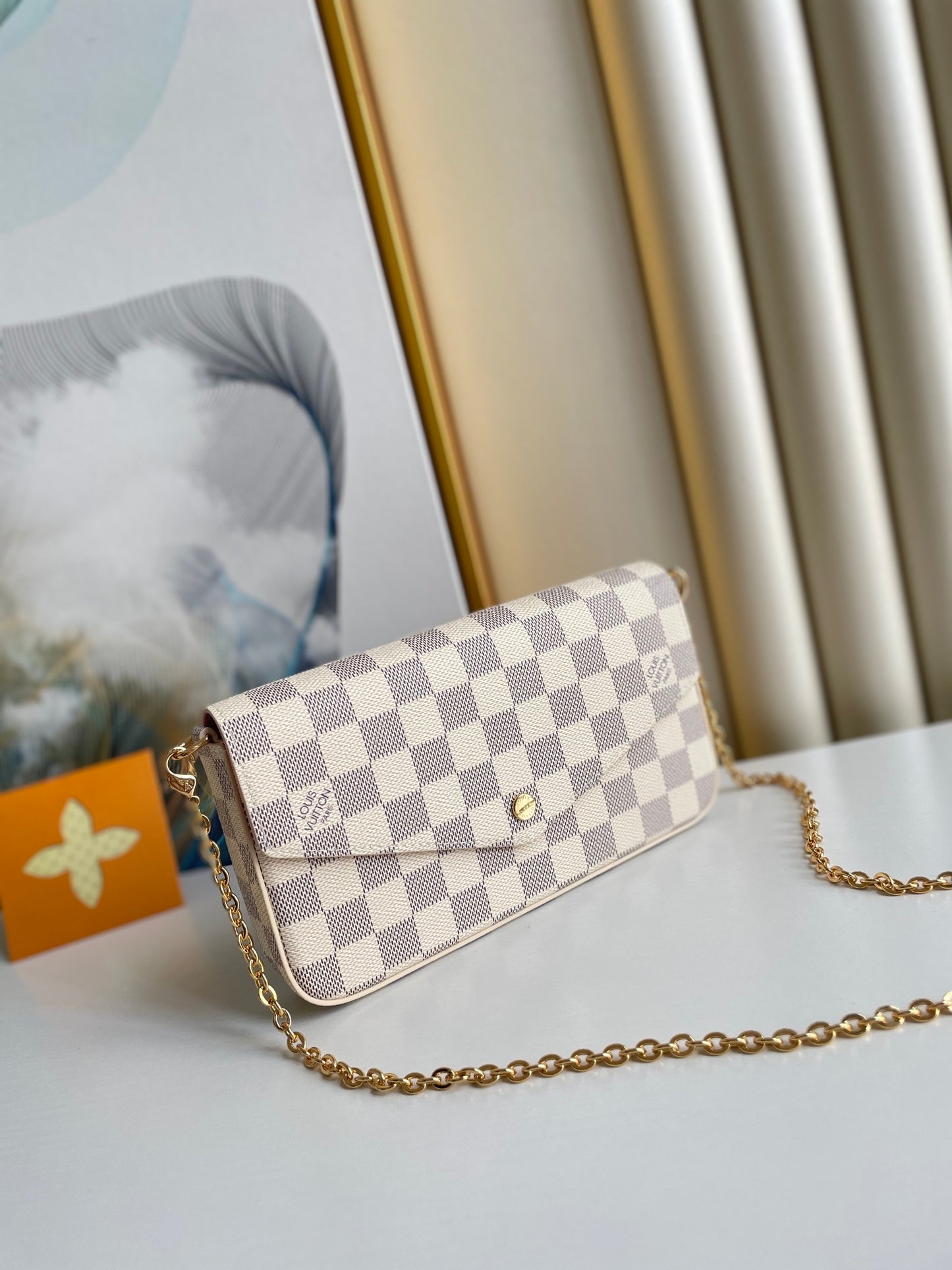 Louis Vuitton Félicie Pochette Damier Azur Canvas Crossbody Bag