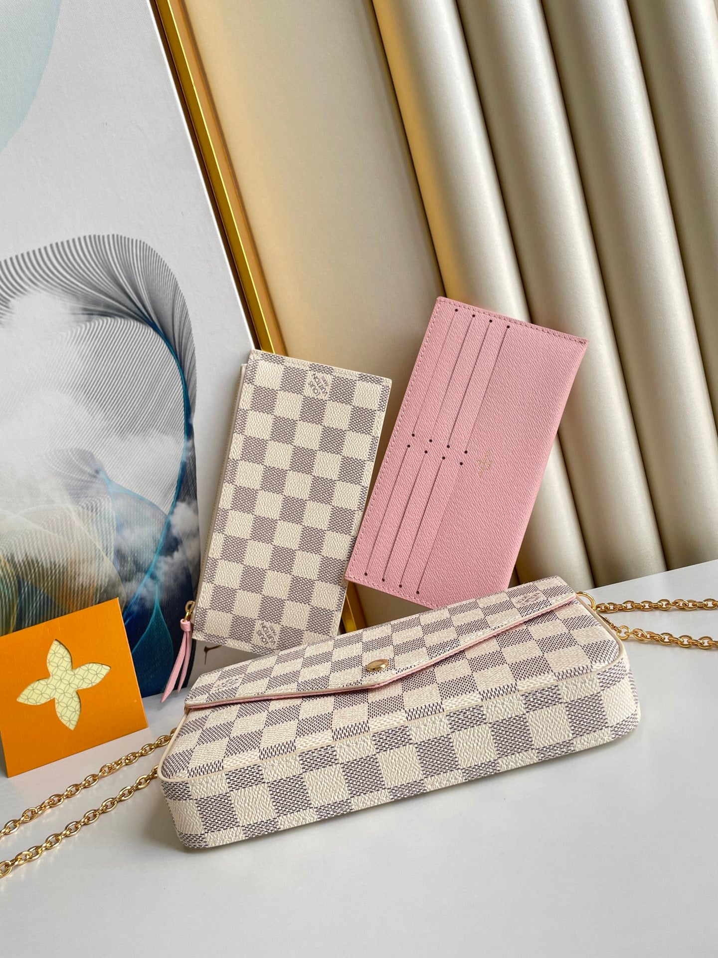 Louis Vuitton Félicie Pochette Damier Azur Canvas Crossbody Bag