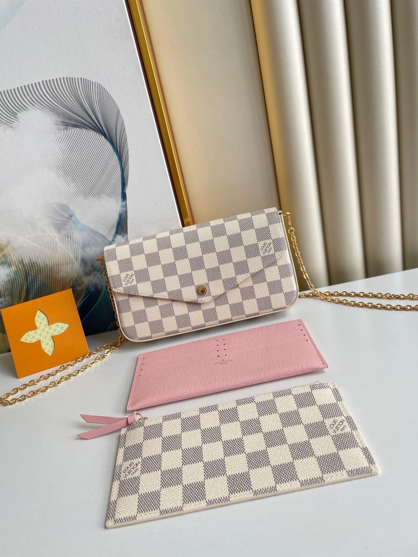 Louis Vuitton Félicie Pochette Damier Azur Canvas Crossbody Bag
