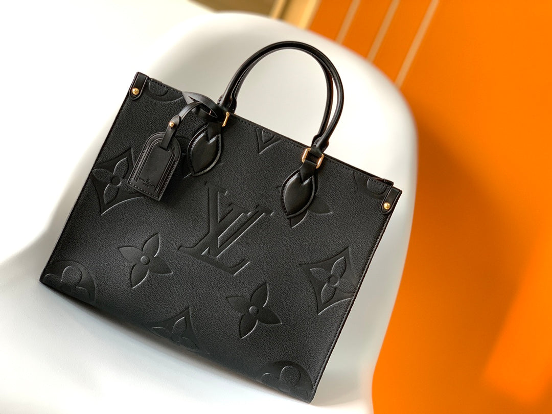 Louis Vuitton Onthego GM Tote Bag - Monogram Empreinte Leather - Black