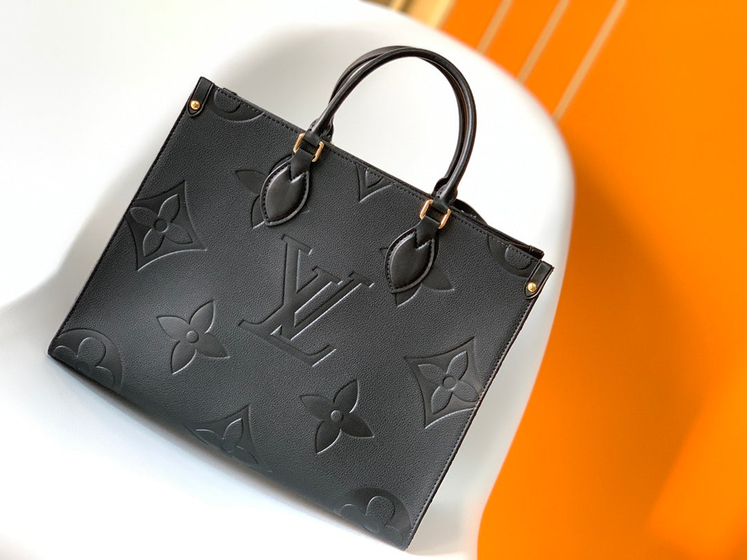 Louis Vuitton Onthego GM Tote Bag - Monogram Empreinte Leather - Black