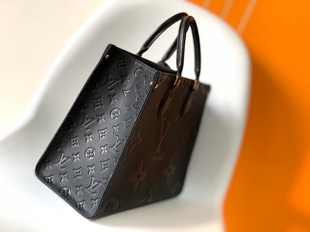 Louis Vuitton Onthego GM Tote Bag - Monogram Empreinte Leather - Black