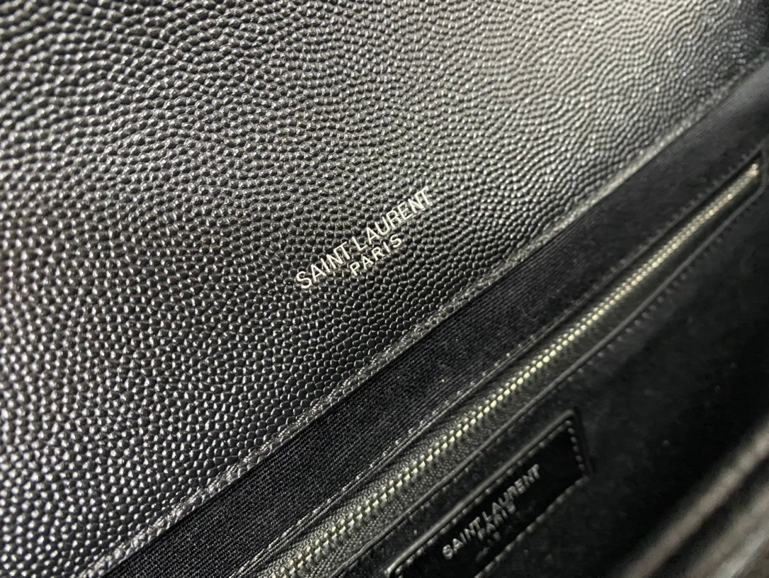 Saint Laurent Monogram Large Envelope Bag in Black Quilted Leather - Gold Hardware