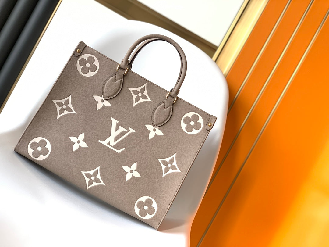 Louis Vuitton Onthego MM Monogram Empreinte Leather Tote Bag - Turtledove