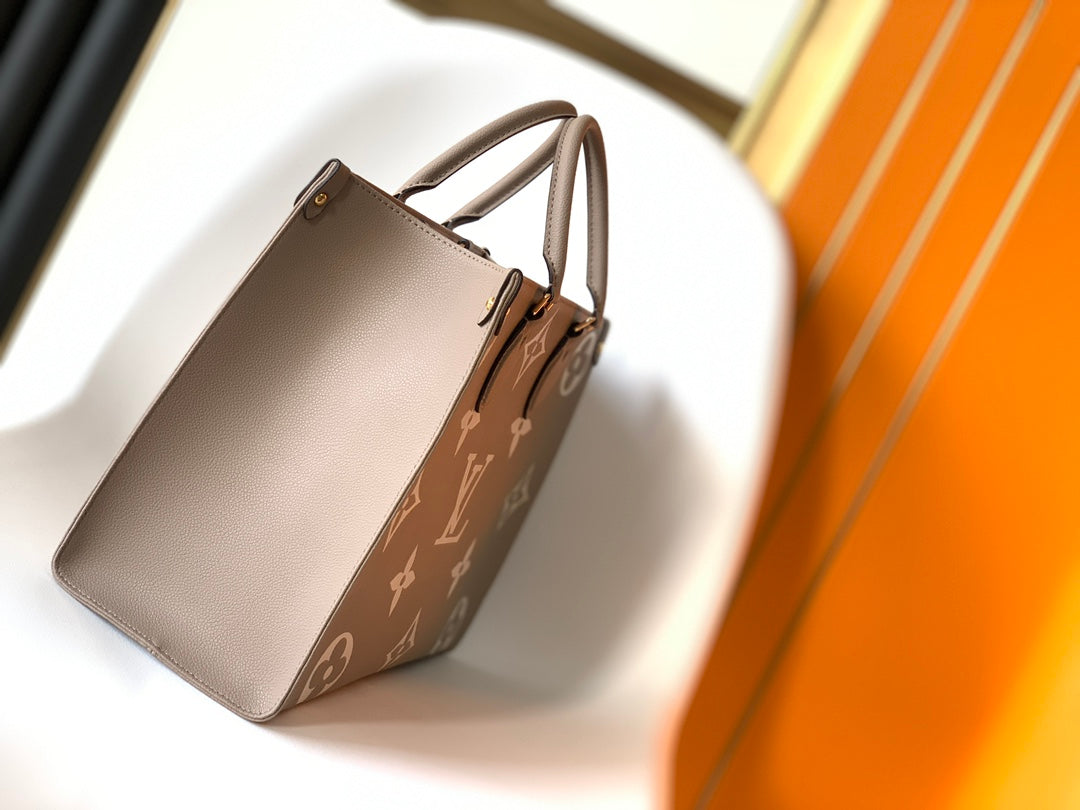 Louis Vuitton Onthego MM Monogram Empreinte Leather Tote Bag - Turtledove