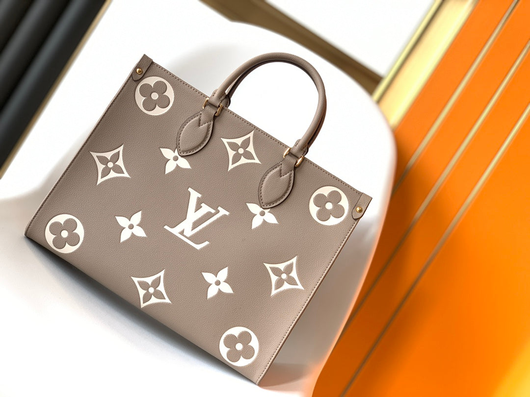 Louis Vuitton Onthego MM Monogram Empreinte Leather Tote Bag - Turtledove