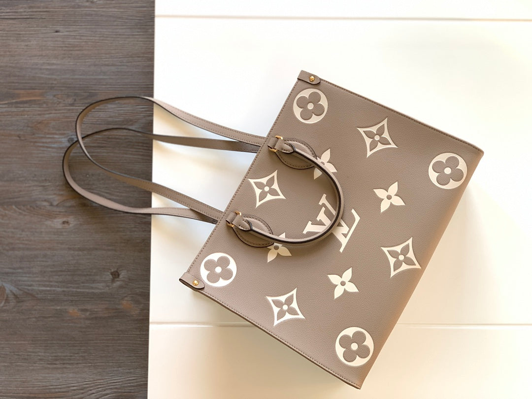 Louis Vuitton Onthego MM Monogram Empreinte Leather Tote Bag - Turtledove