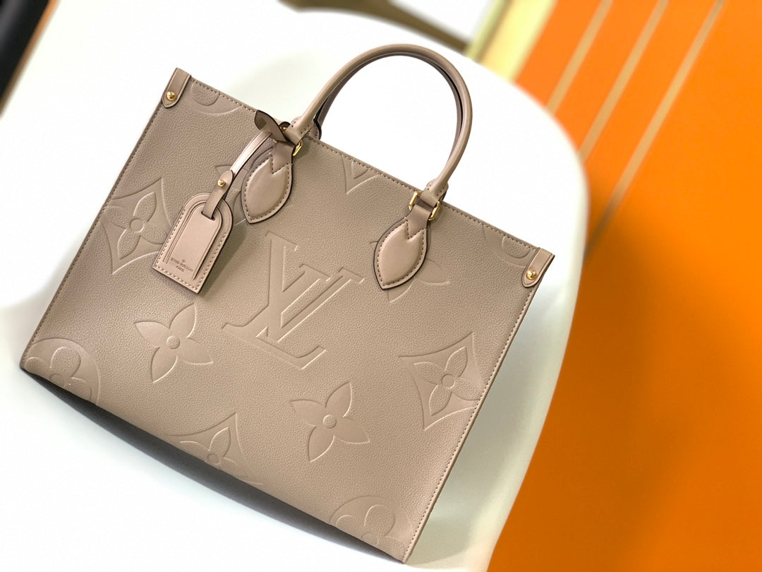 Louis Vuitton Onthego MM Monogram Empreinte Leather Tote Bag - Turtledove