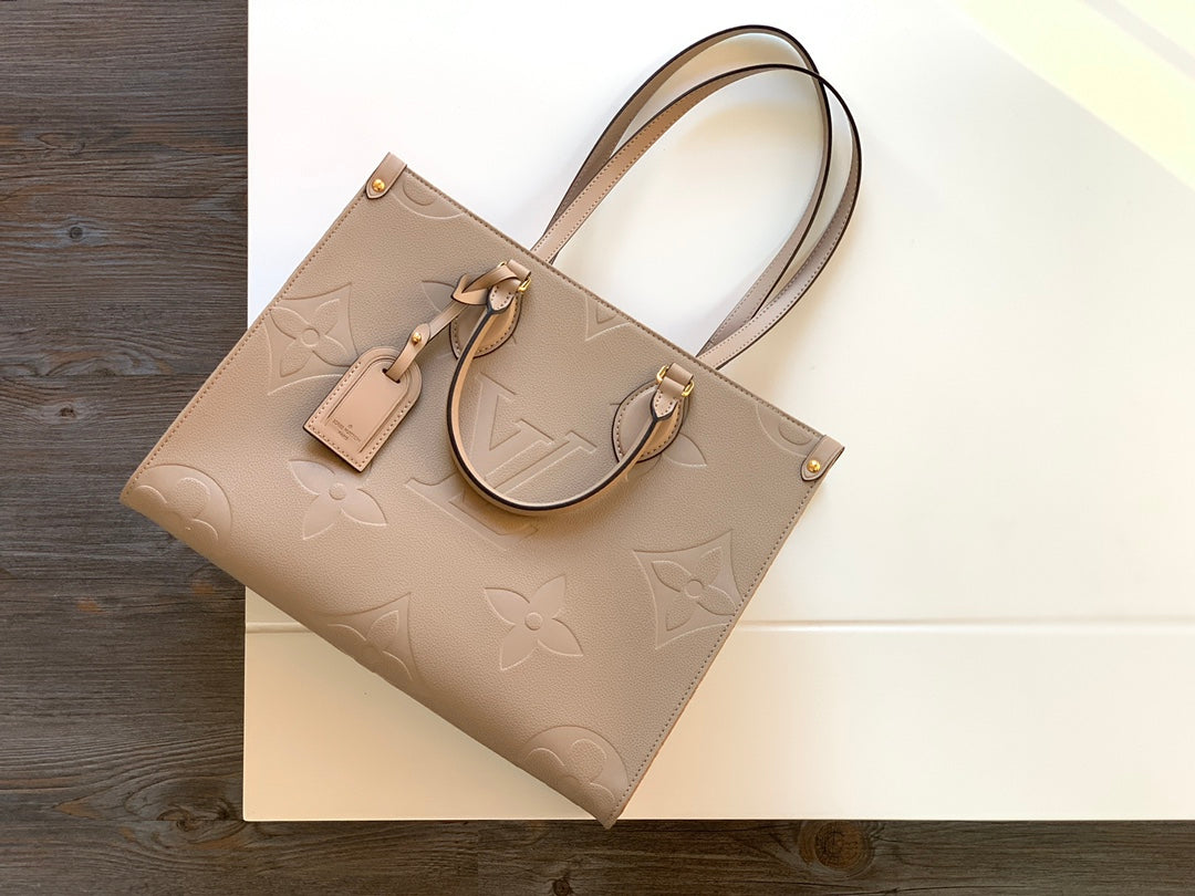 Louis Vuitton Onthego MM Monogram Empreinte Leather Tote Bag - Turtledove