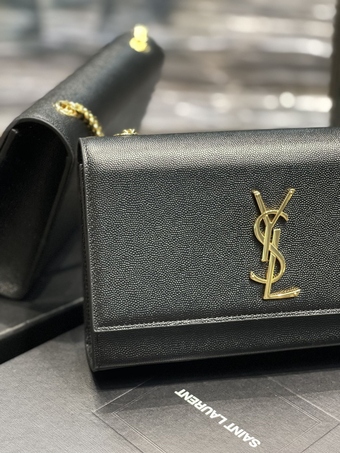 Saint Laurent Kate Small Chain Bag in Grain De Poudre Embossed Leather