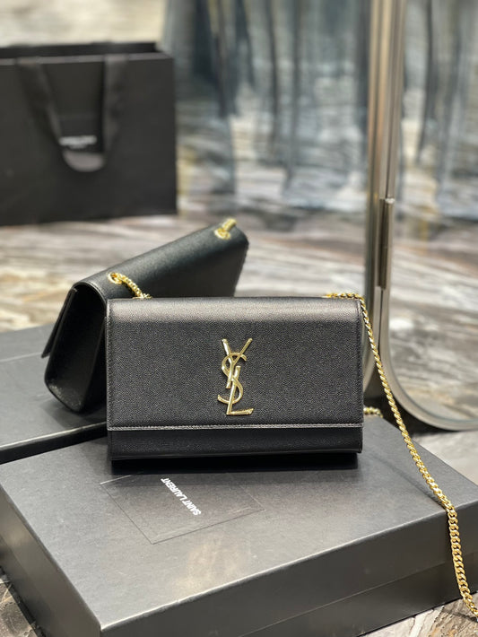 Saint Laurent Kate Small Chain Bag in Grain De Poudre Embossed Leather