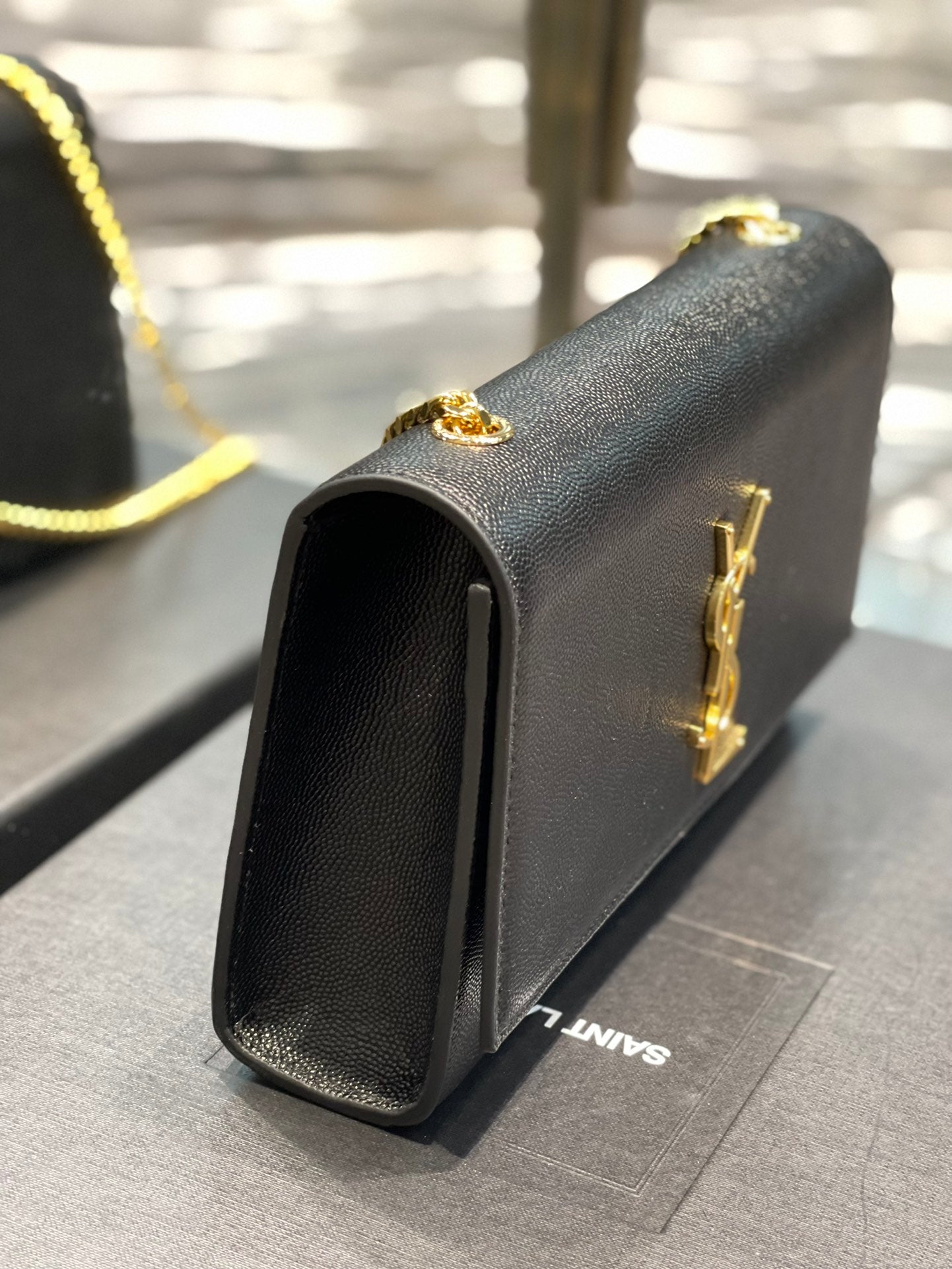 Saint Laurent Kate Small Chain Bag in Grain De Poudre Embossed Leather