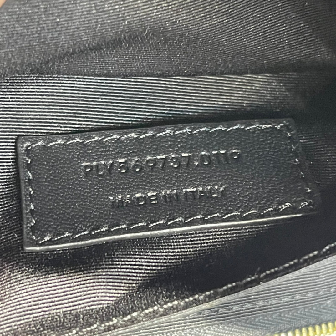 Saint Laurent Cassandre Belt Bag in Black Grained Leather