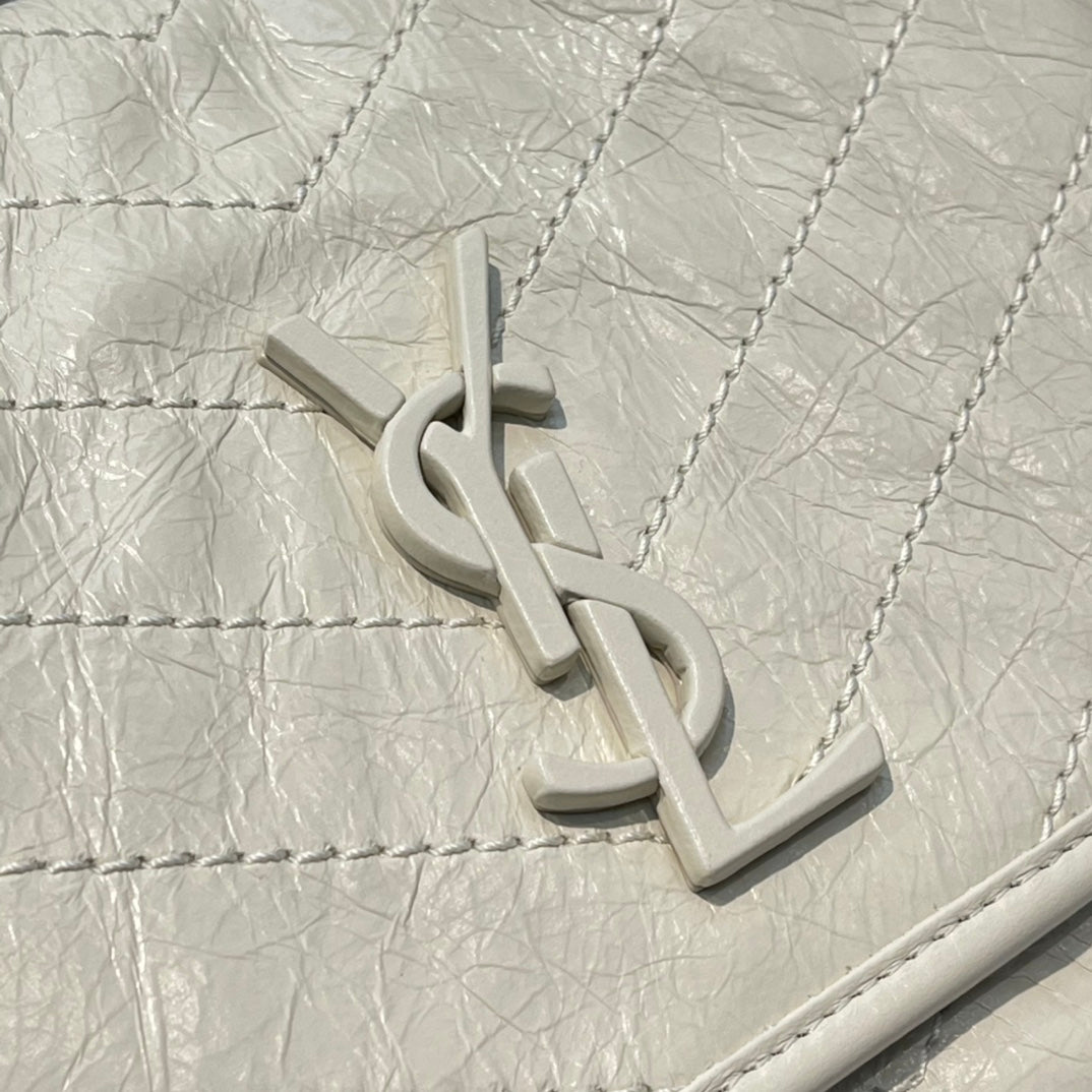 Saint Laurent Niki Medium Shoulder Bag in Quilted Vintage Leather - Cream