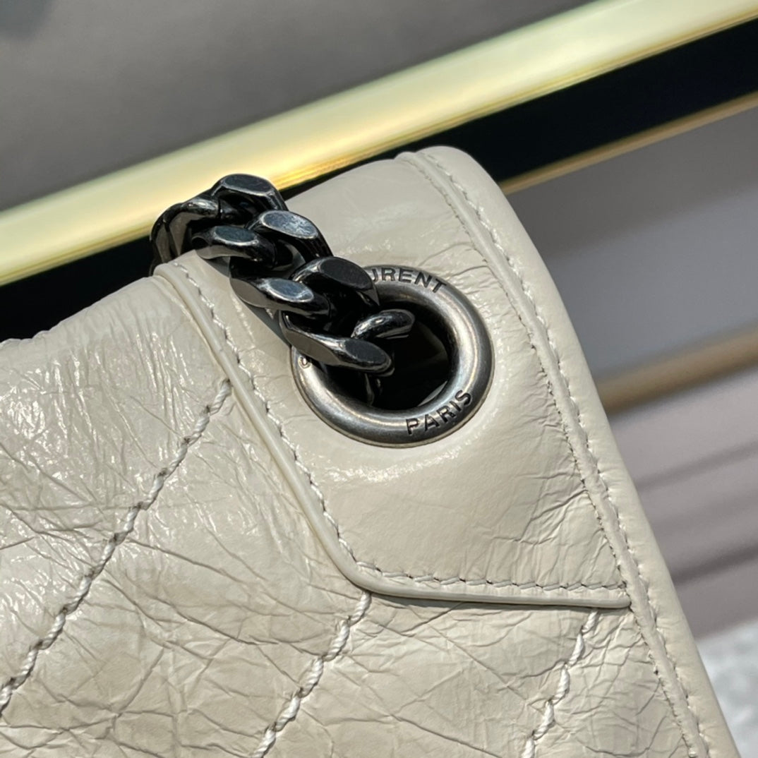 Saint Laurent Niki Medium Shoulder Bag in Quilted Vintage Leather - Cream
