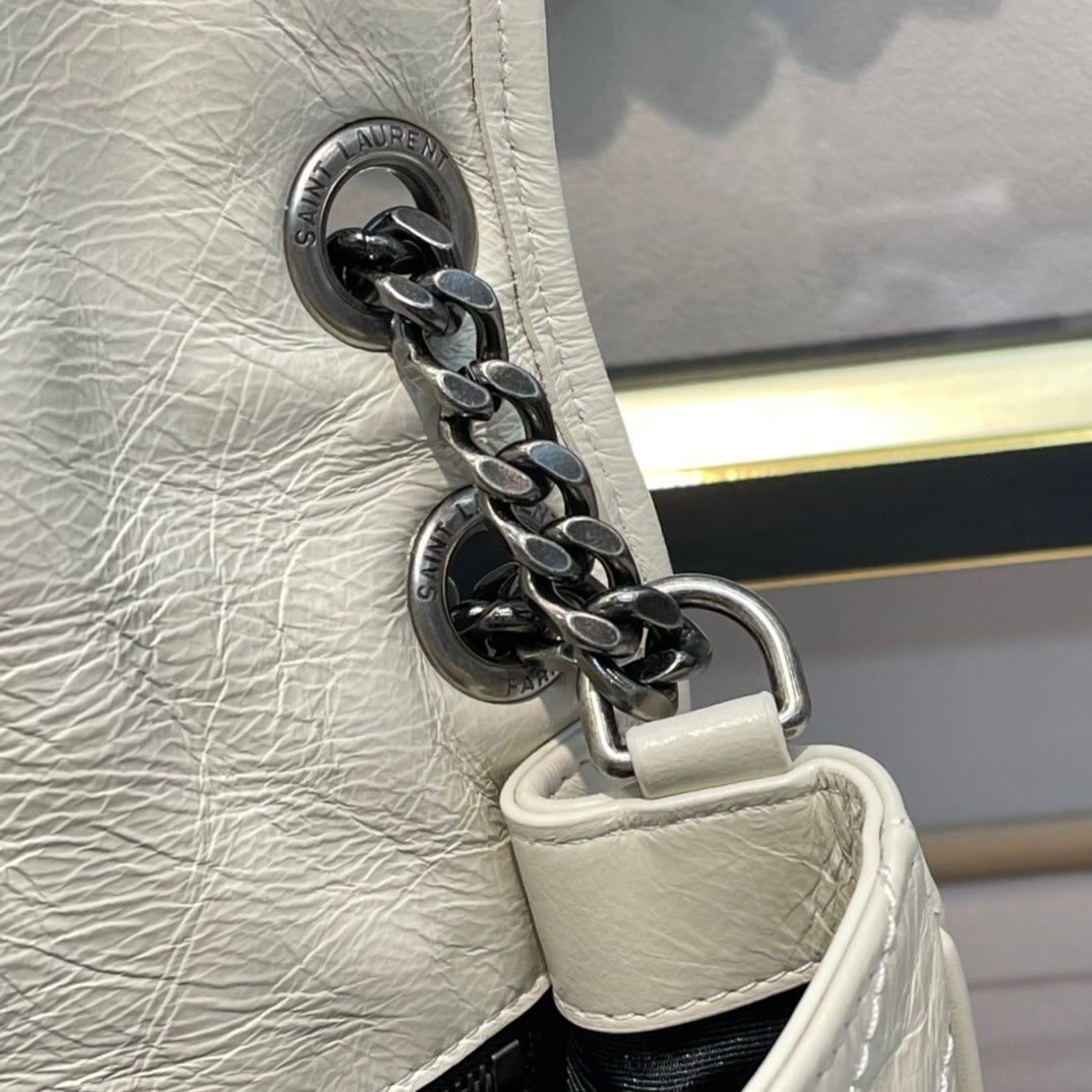 Saint Laurent Niki Medium Shoulder Bag in Quilted Vintage Leather - Cream